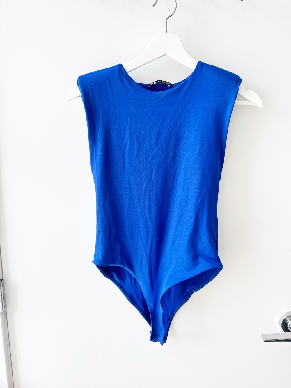 Zara Cobalt Blue One-Piece Bodysuit with shoulder padding